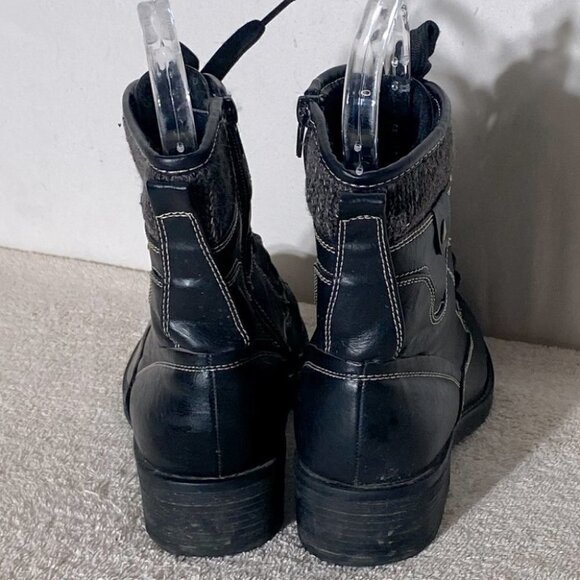 Women’s Black Faux Leather Lace Up Ankle Boots 6 - Picture 4 of 10